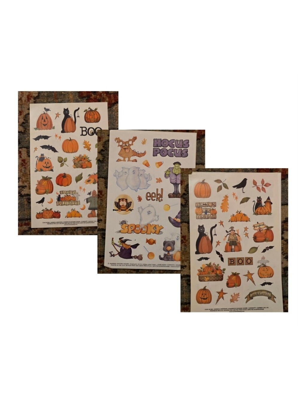 Vintage 90s Halloween Sticker Sheets – Pumpkins & Black Cats (3 Sheets)